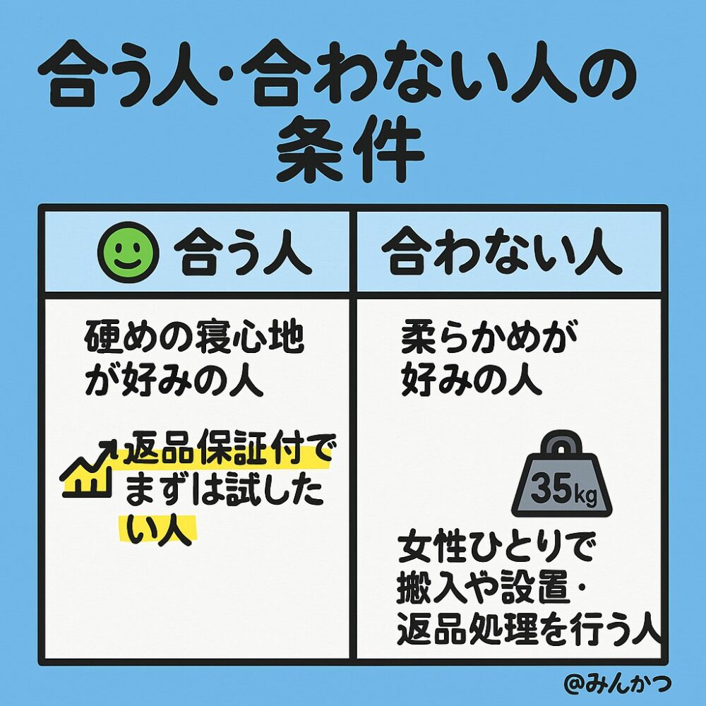 スリーピーとうふマットレス・合う人・合わない人の条件 スリーピーとうふマットレス・合う人・合わない人の条件