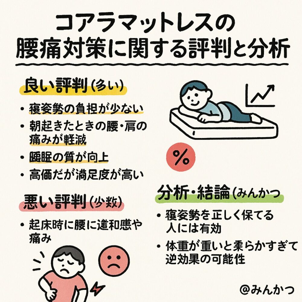 コアラマットレスの腰痛対策の評判ｎ