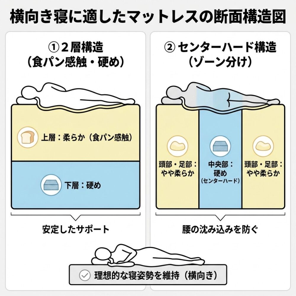横向き寝におすすめのマットレス5選の解説図