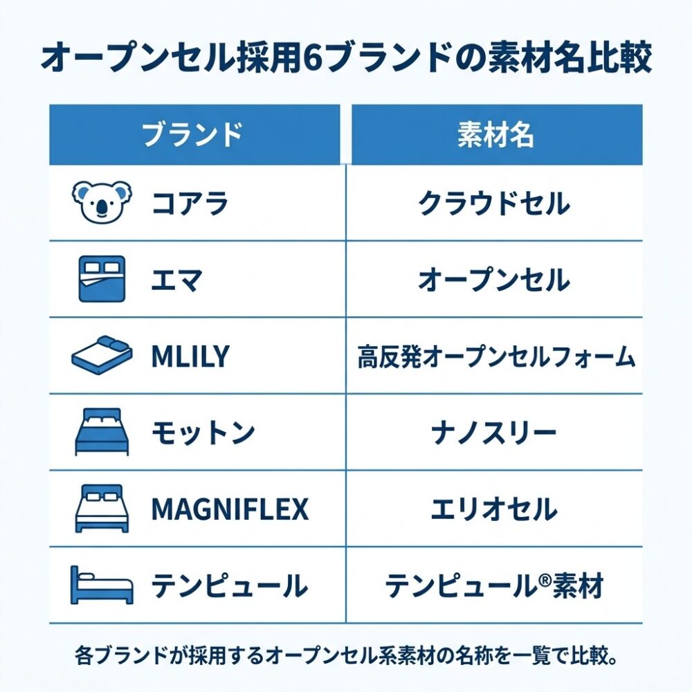オープンセル構造を採用したおすすめマットレス6選の解説図