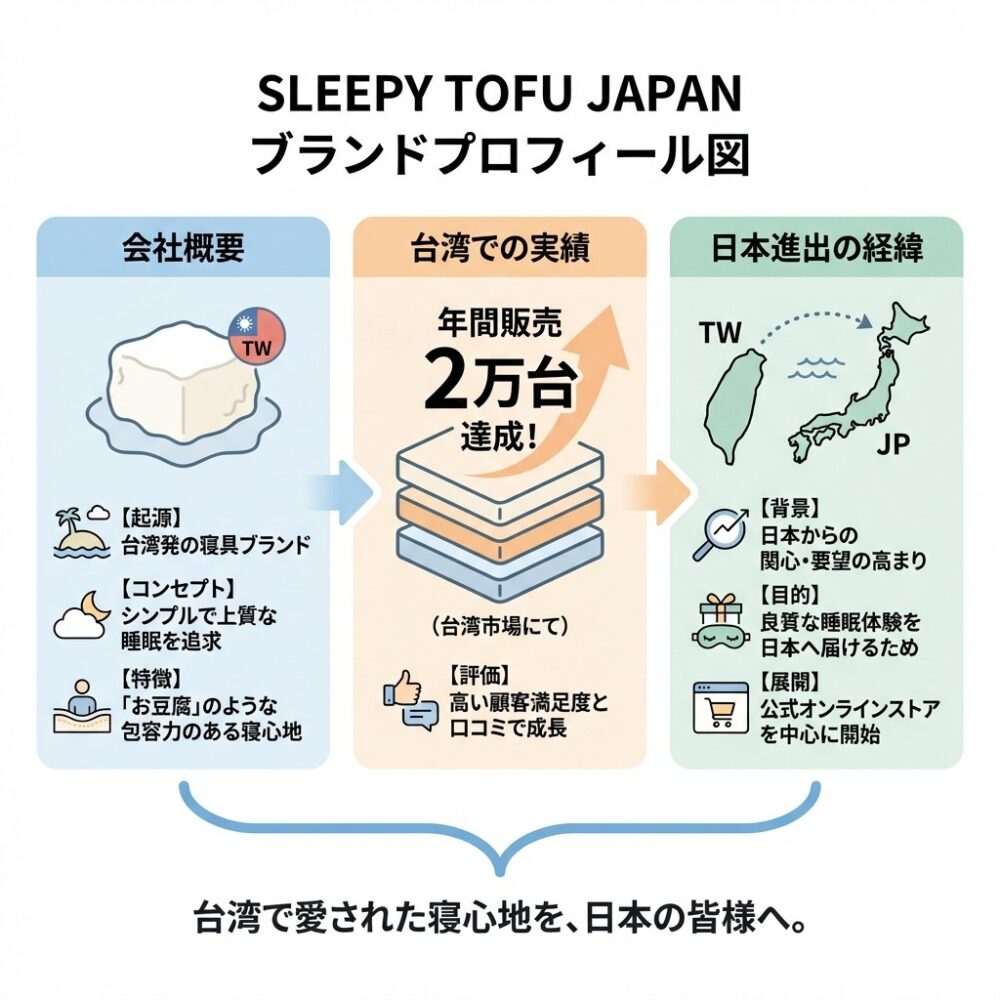 スリーピーとうふマットレスの会社についての解説図
