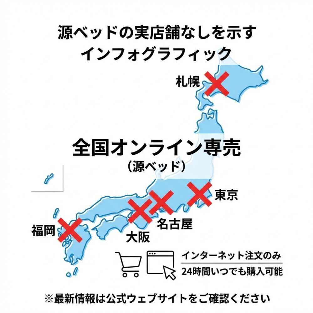 源ベッドマットレスは販売店舗・ショールームが存在しないの解説図
