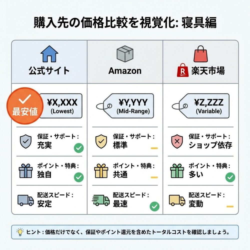 源ベッドマットレスを一番安く購入できるネット通販の解説図