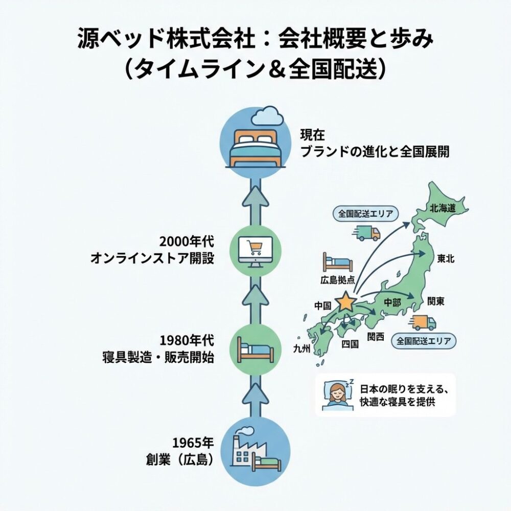 源ベッドマットレスの会社についての解説図