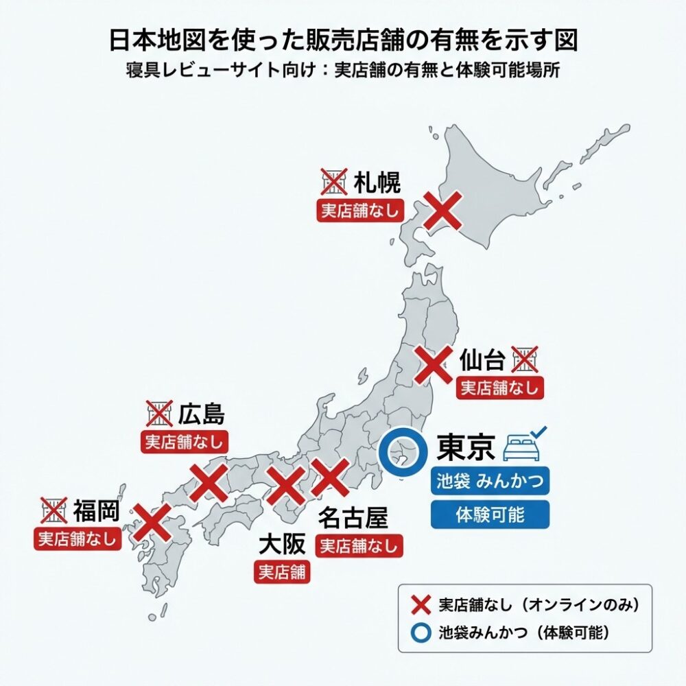 ソムレスタマットレスは販売店舗・ショールームが存在しないの解説図