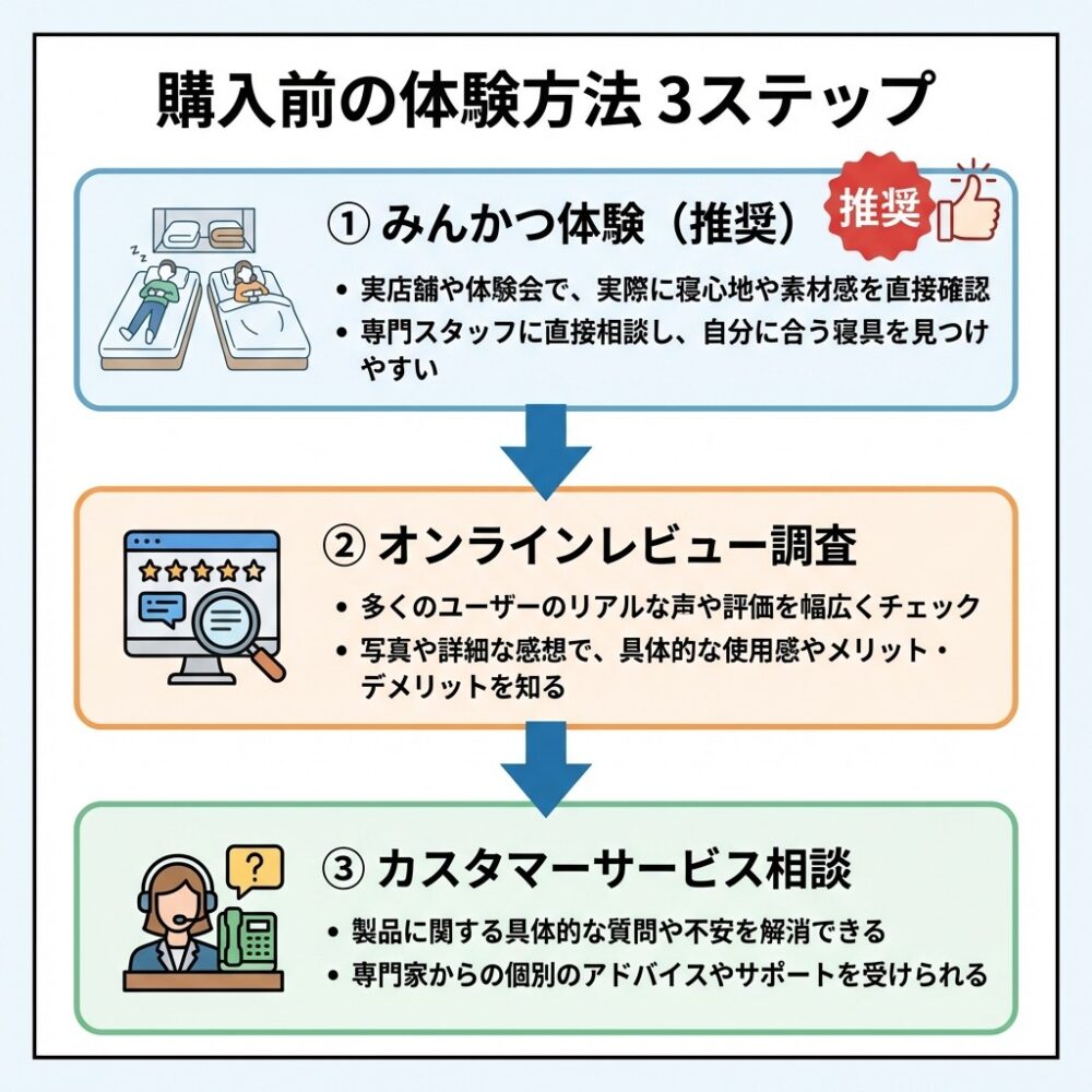 ソムレスタマットレスをお試しする方法の解説図