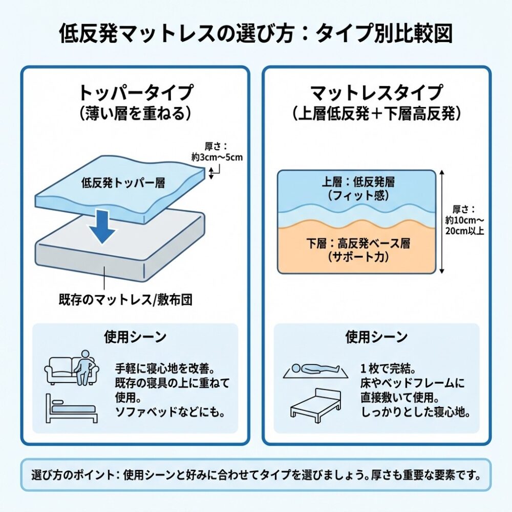 低反発マットレスの選び方の解説図