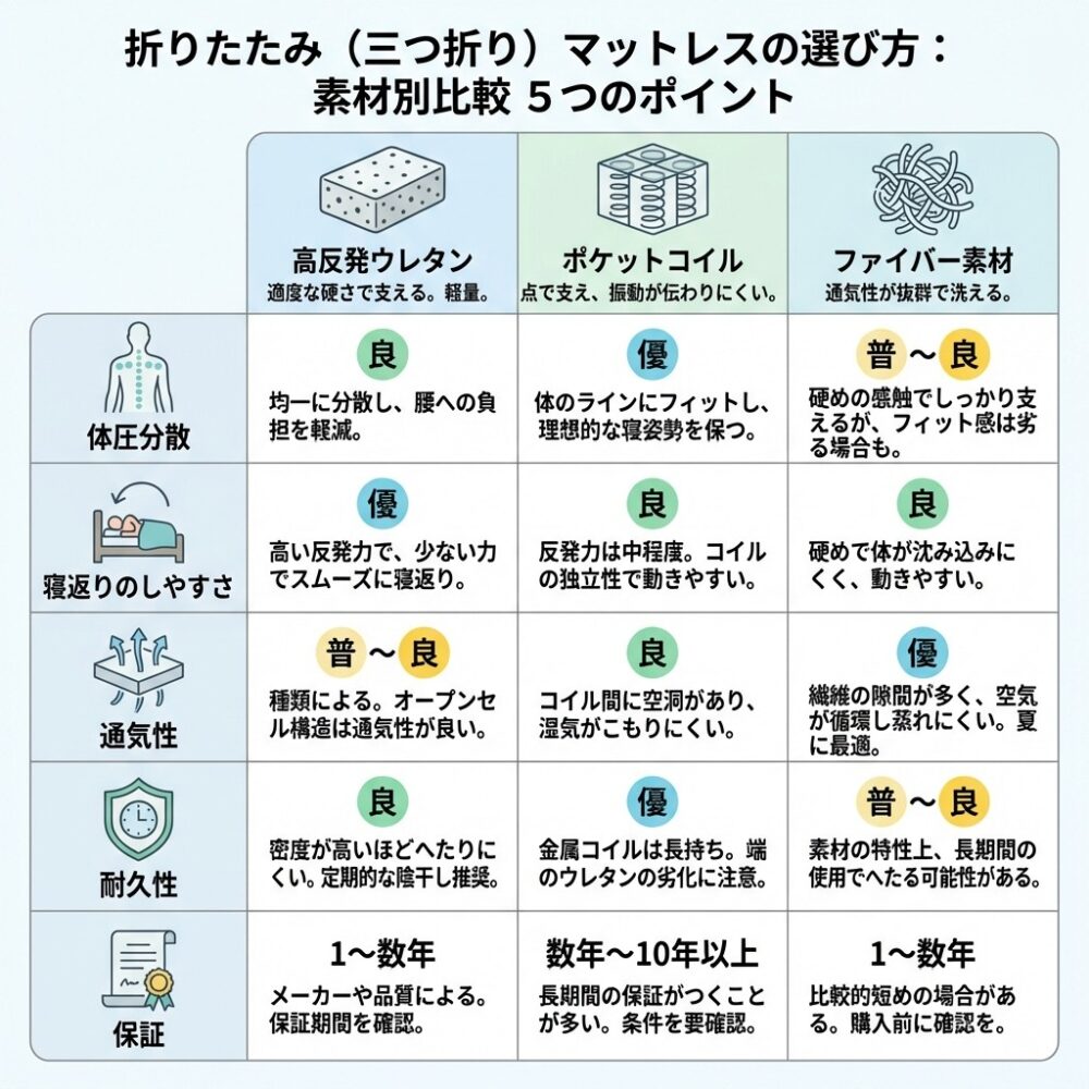 折りたたみマットレスおすすめランキング 記事のポイントの解説図