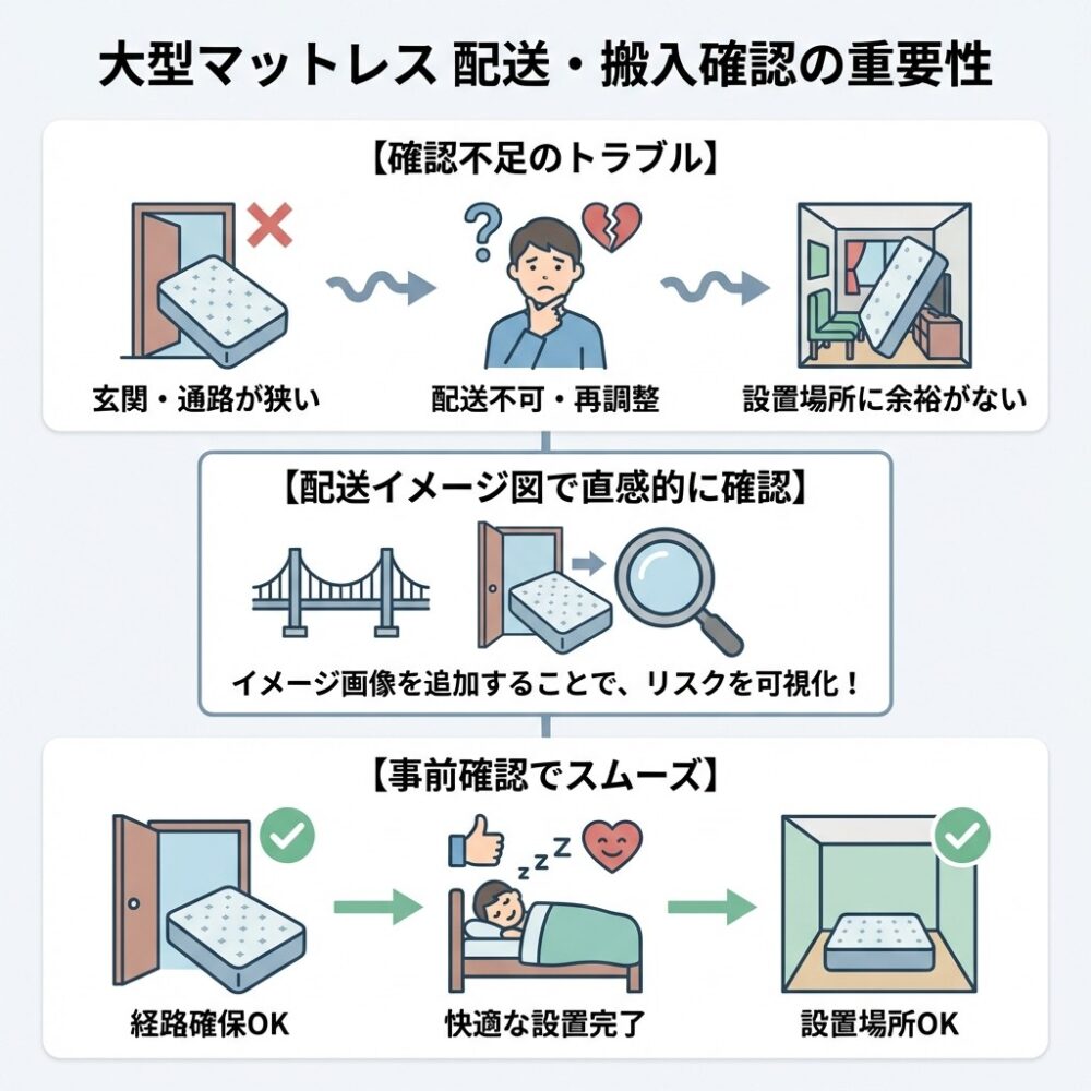 配送・設置サービスの条件を事前に確認するセクションの解説図