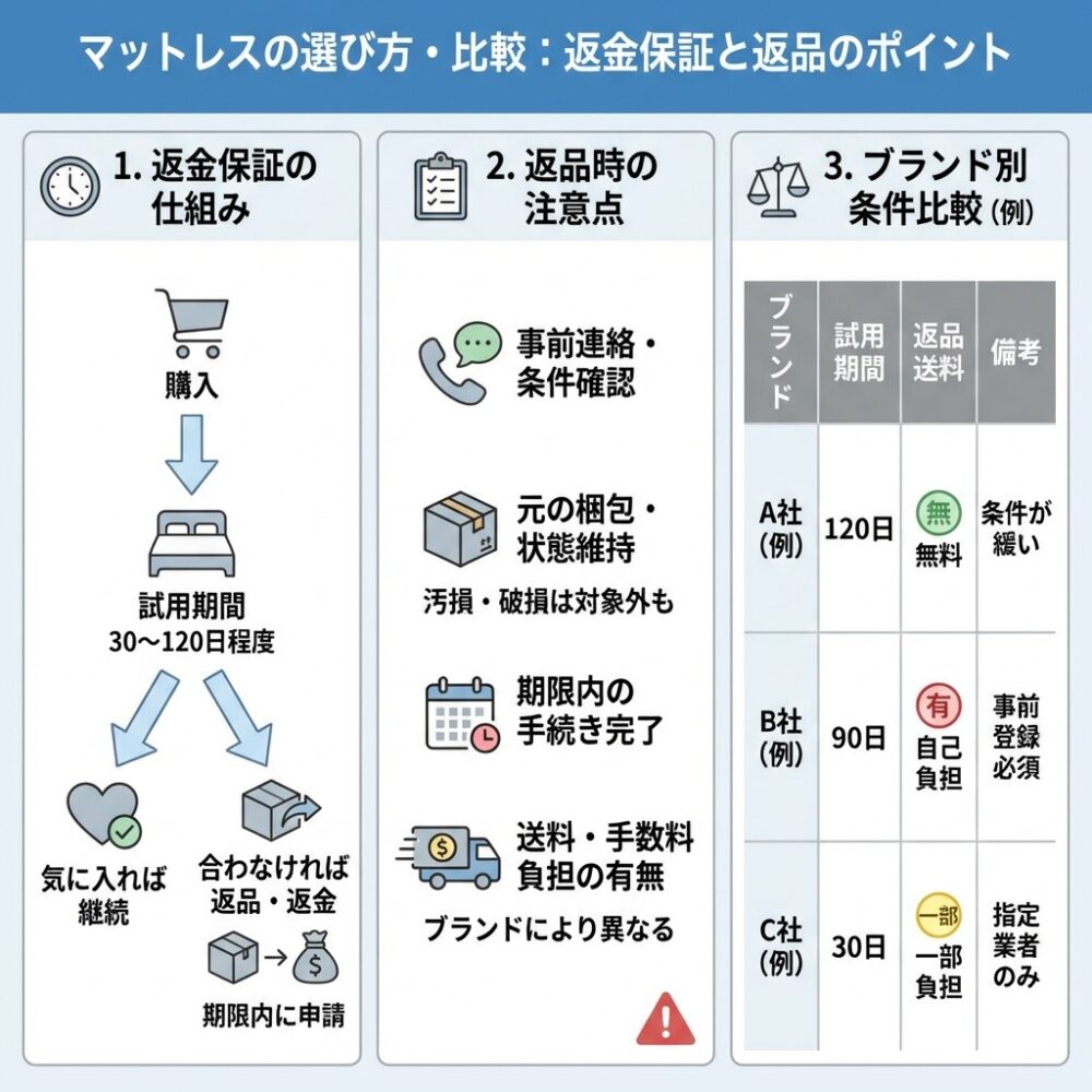 マットレスの選び方 ランキングポイントの解説図