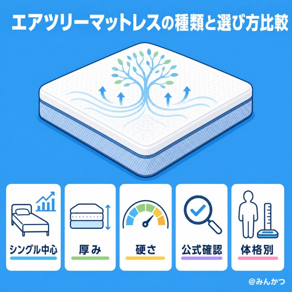 エアツリーマットレスの種類の違い比較＆おすすめ