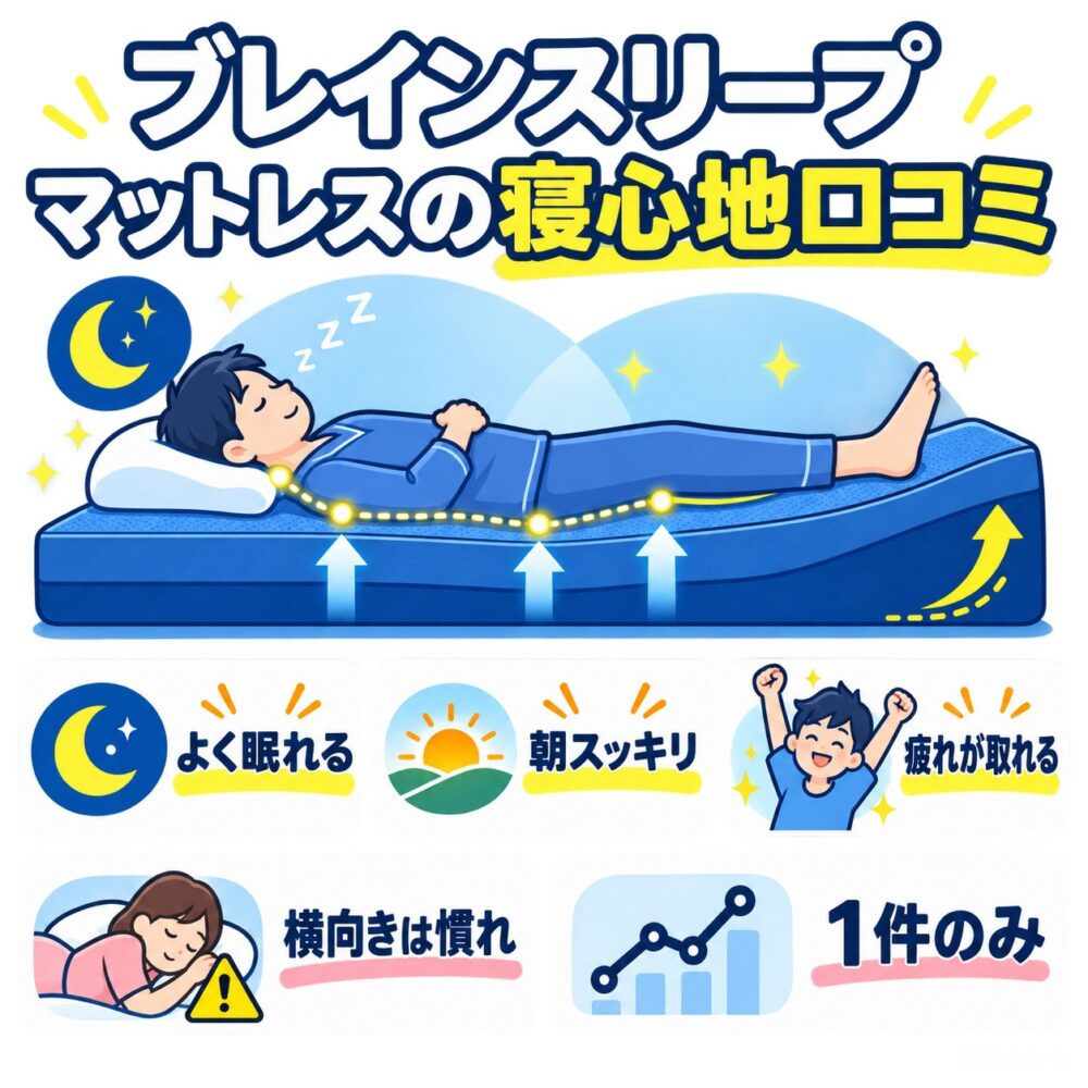 寝心地に関するブレインスリープマットレスの口コミ評判