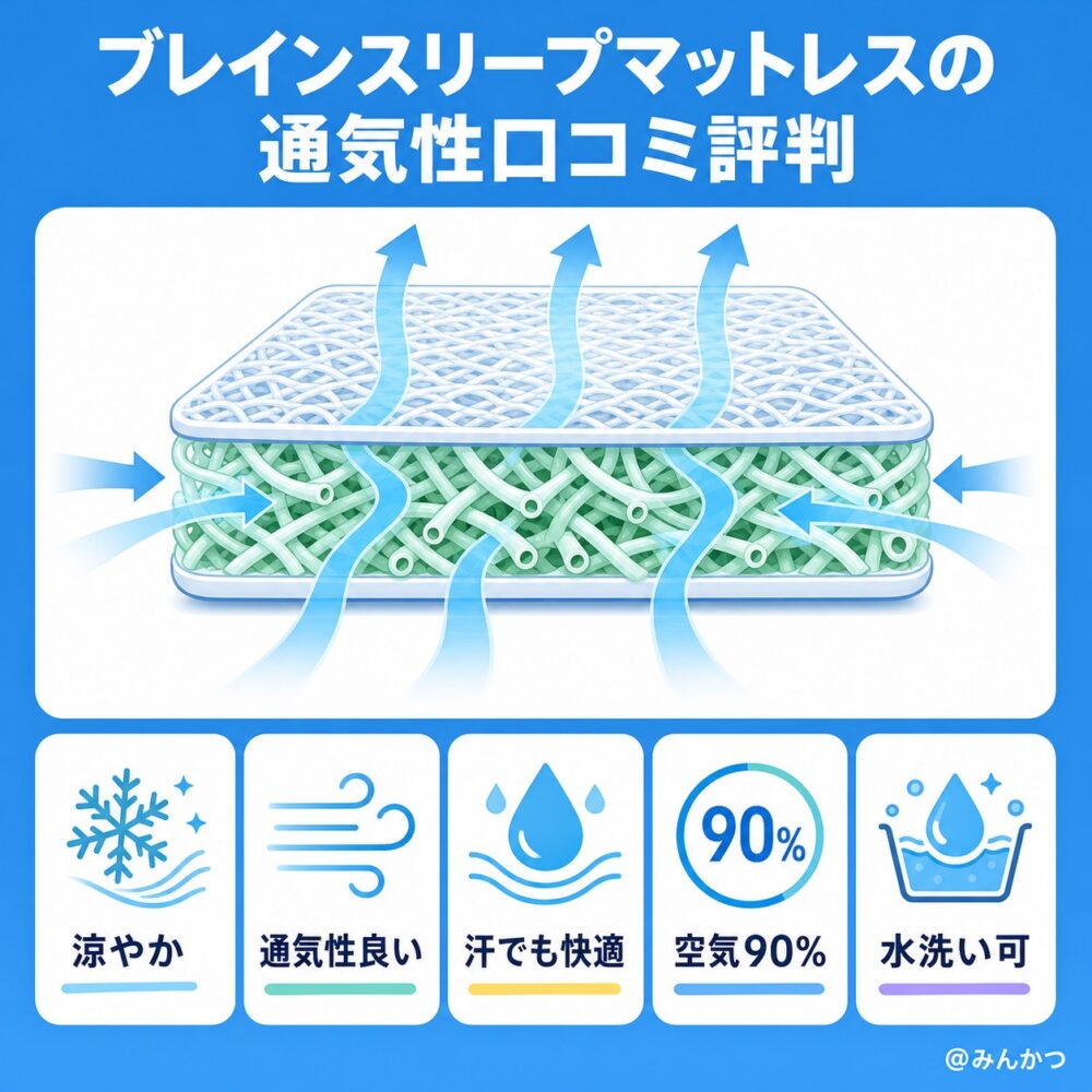 通気性に関するブレインスリープマットレスの口コミ評判