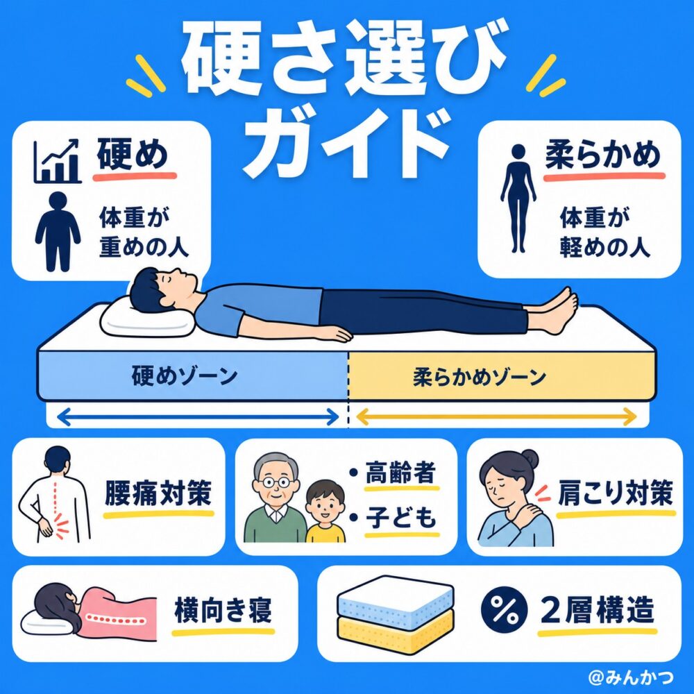 マットレスの硬さの選び方