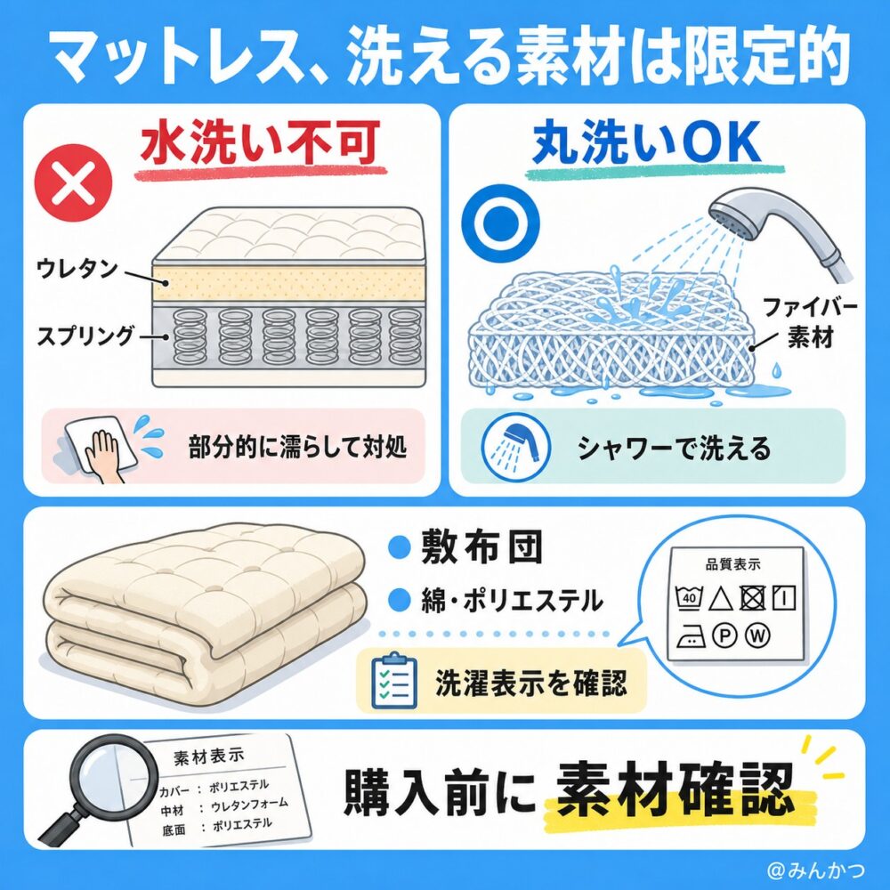 マットレスが洗えるかは素材で判断
