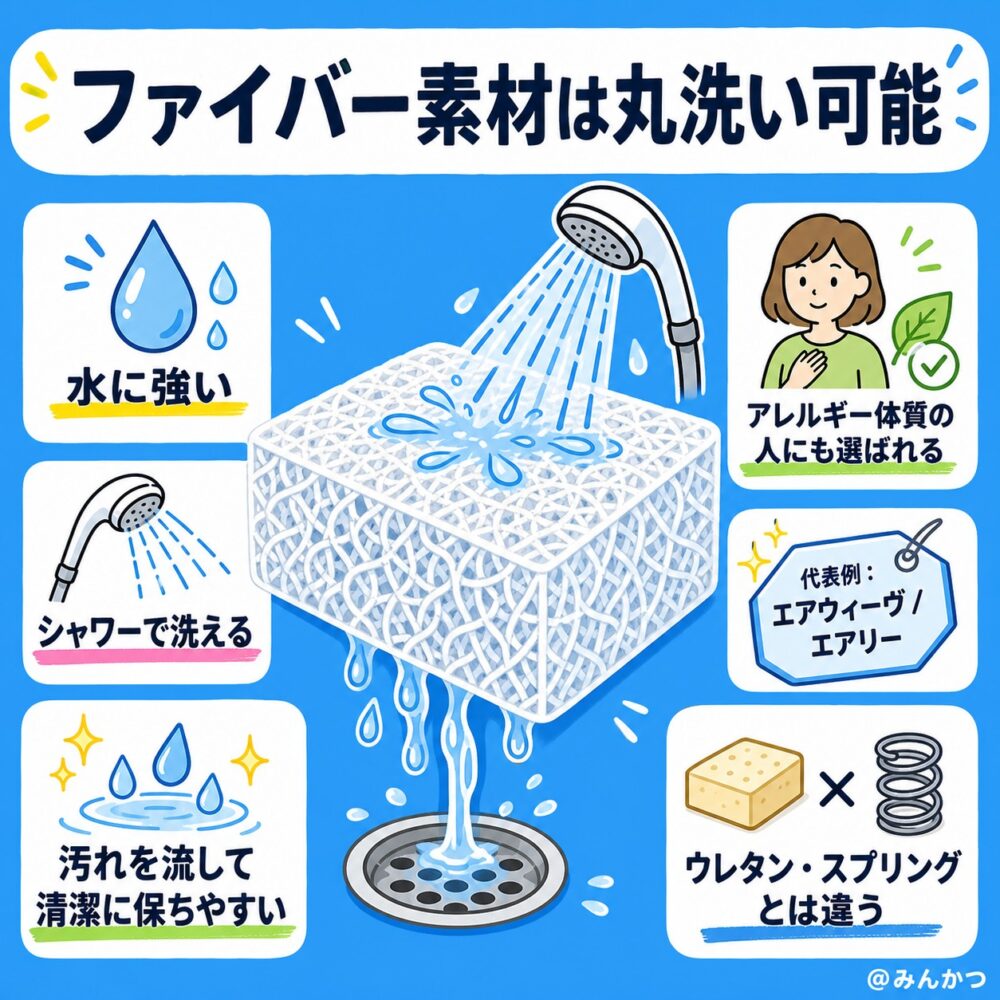 ファイバー素材（繊維素材・三次元立体構造）◯