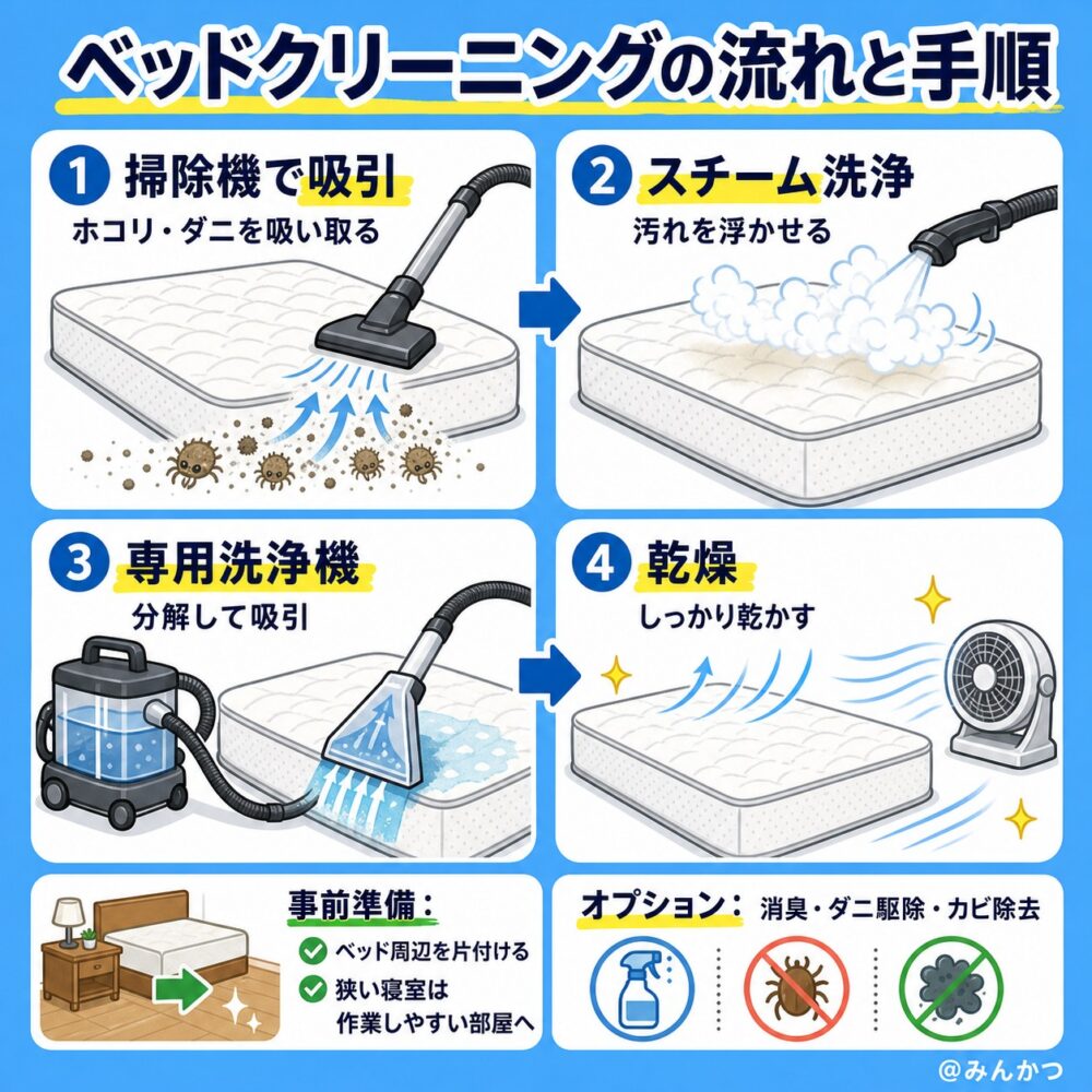 ベッドクリーニングの流れ
