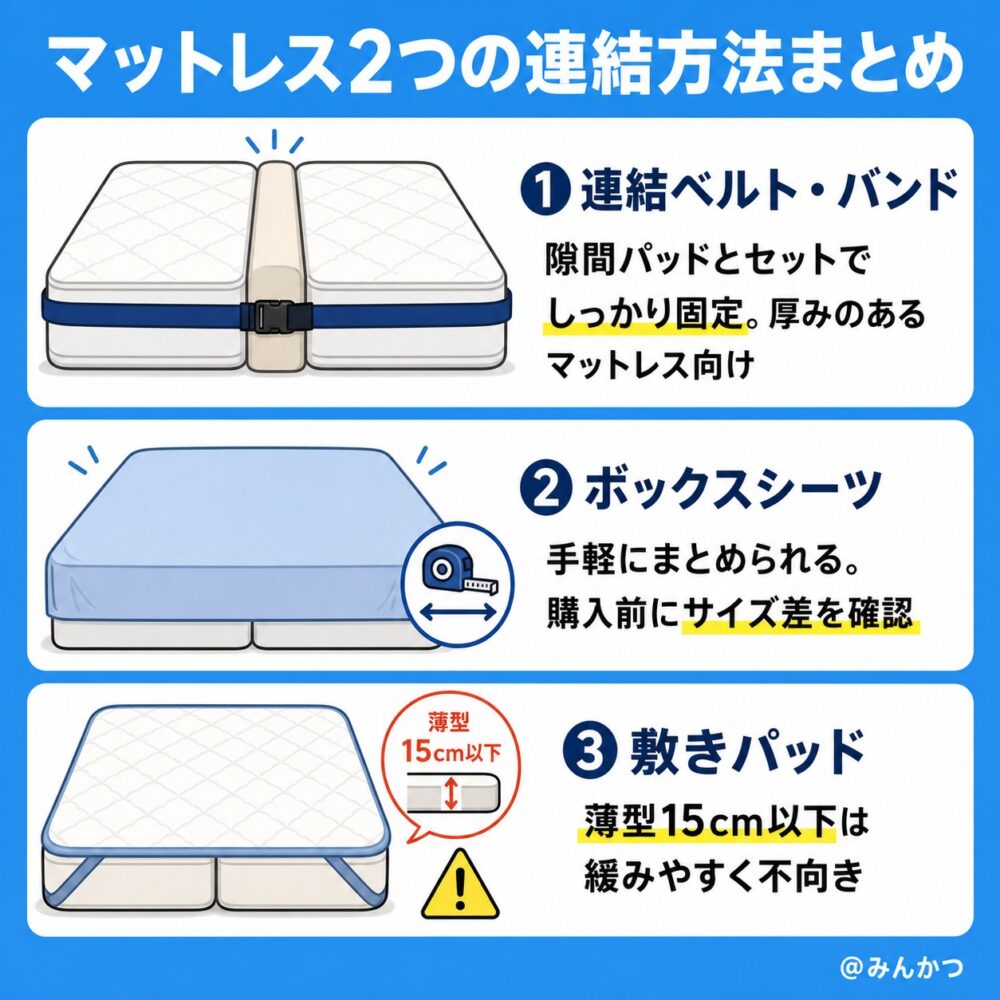 マットレス２つを連結する方法