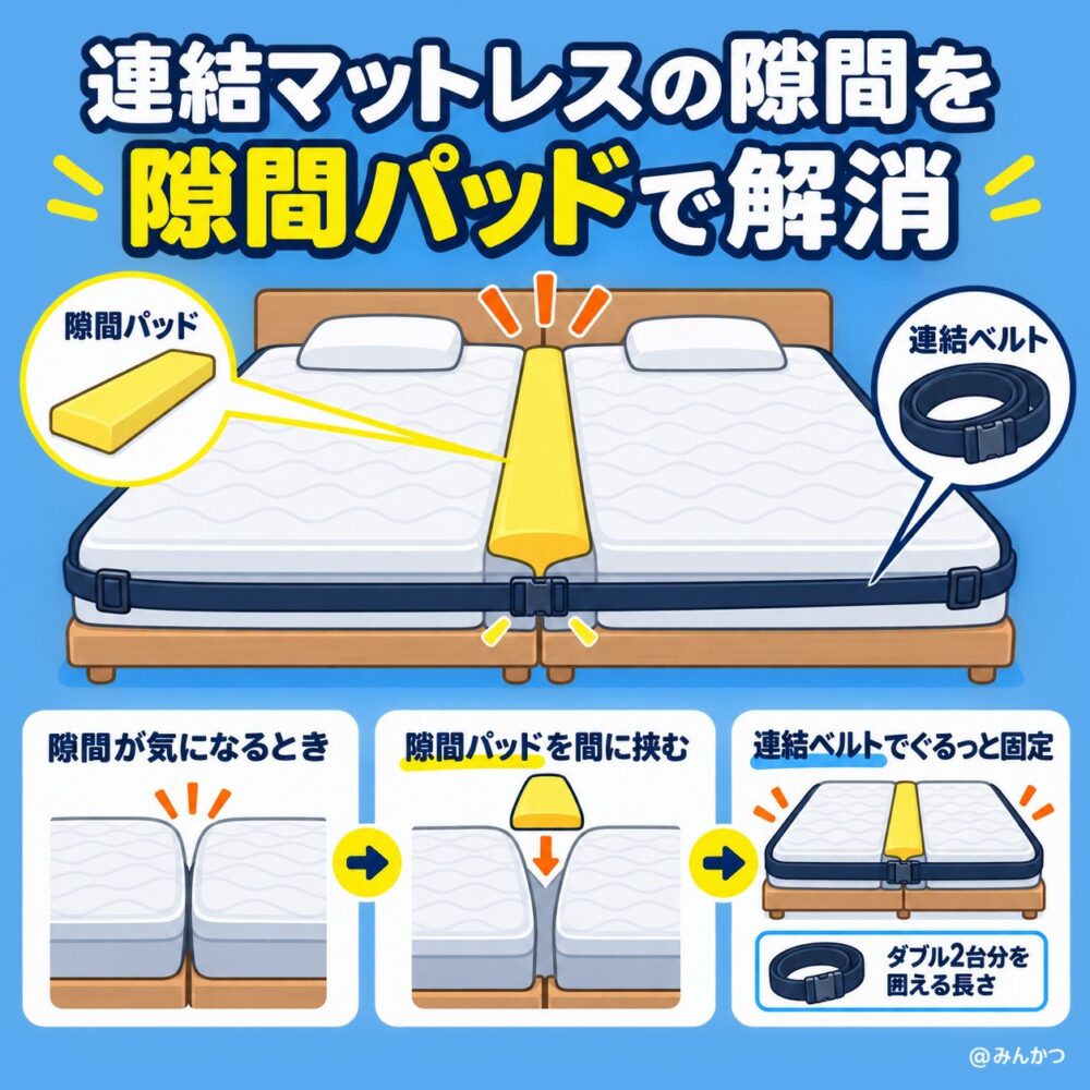 連結後のマットレスの隙間を埋める