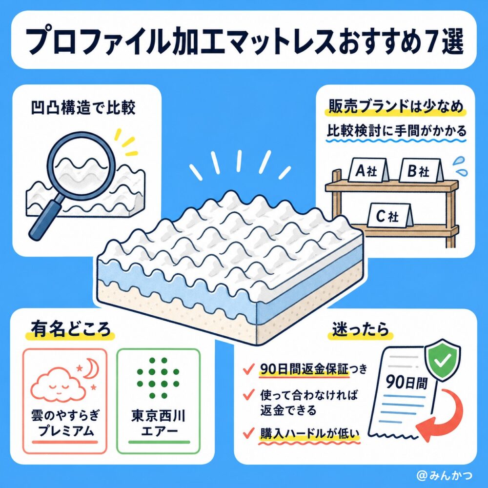 プロファイル加工(凹凸構造)マットレスおすすめ7選