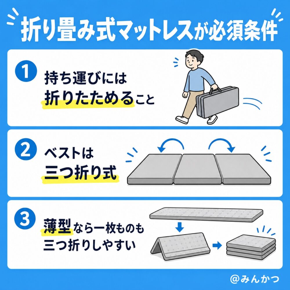 条件１：折りたためる or 丸められる