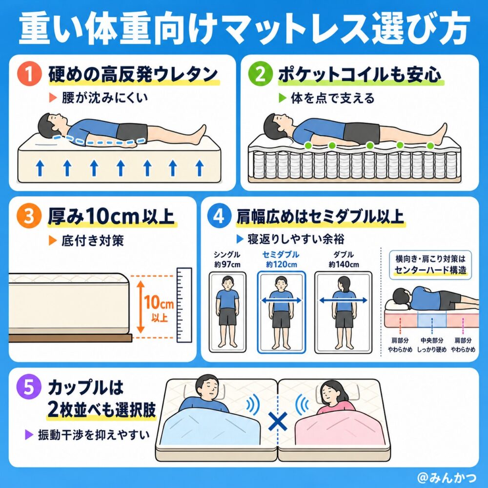 体重が重い人のマットレスの選び方