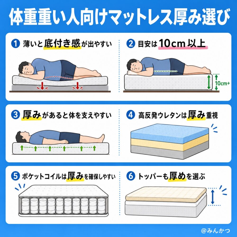 厚みの選び方(10cm以上が目安)