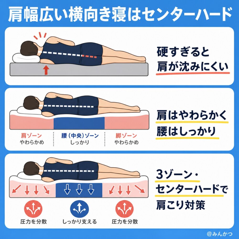 横向き寝派・肩こり対策なら「センターハード」を選ぶ