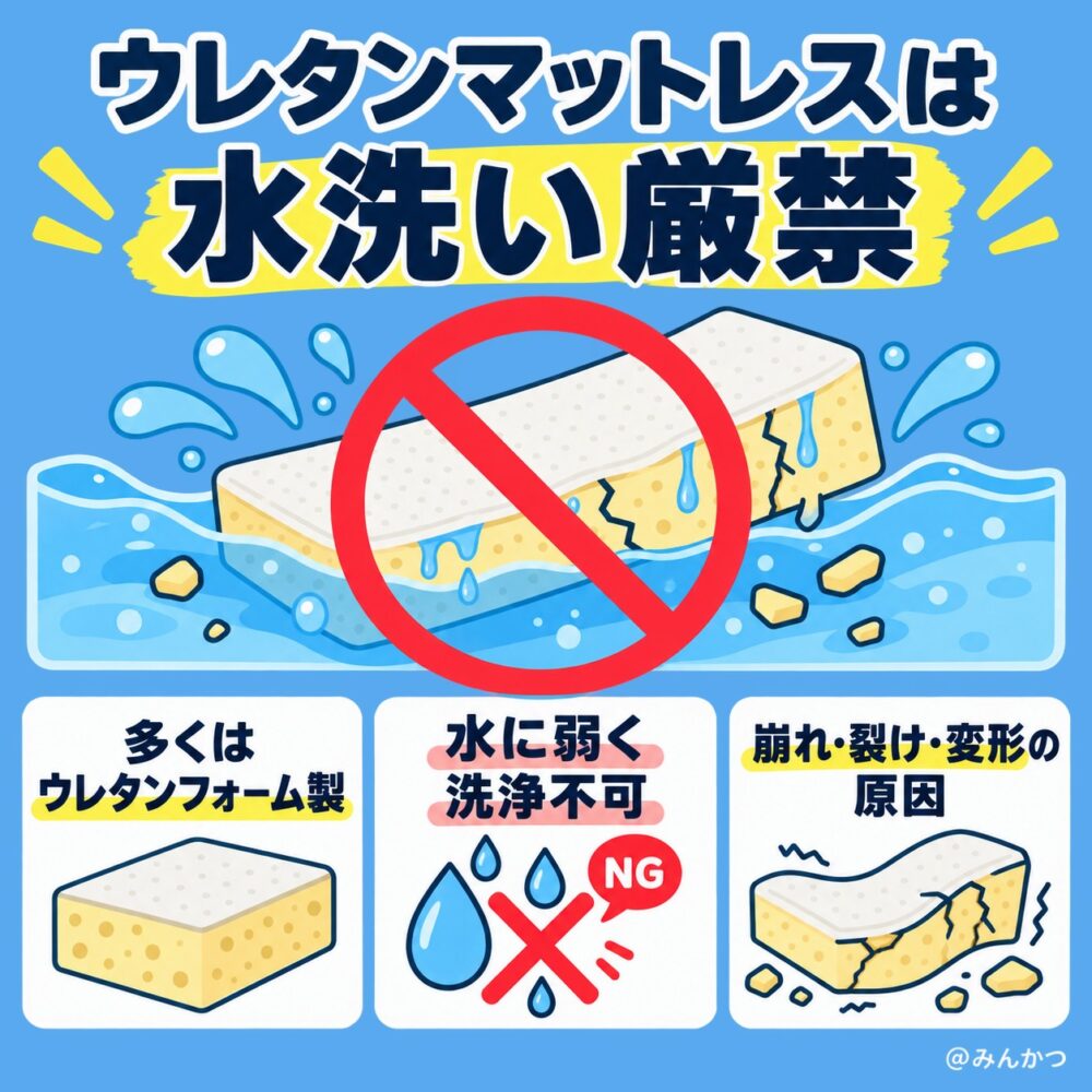 ウレタンフォーム(高反発&低反発)は水に弱い・洗えない
