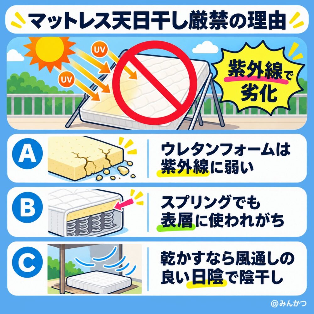 天日干しをしてはいけない