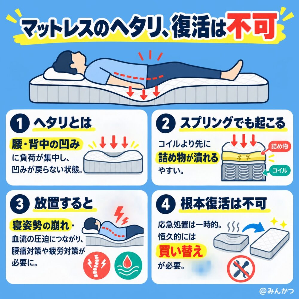 マットレスのヘタリの確認