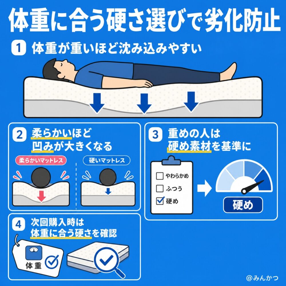 体重に合った硬さを選ぶ