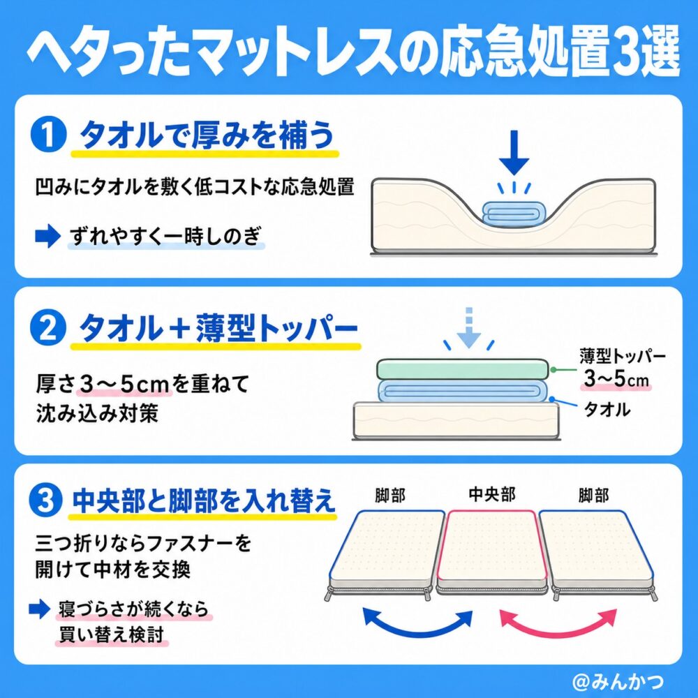 ヘタったマットレスの応急処置法３選
