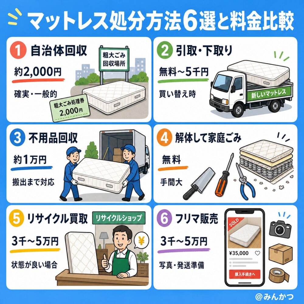 マットレスの処分方法&料金比較
