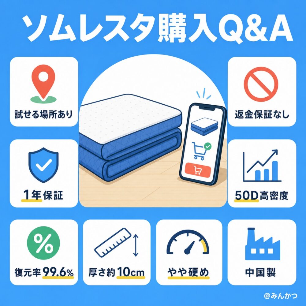 ソムレスタ マットレス プレミアム購入前によくある質問