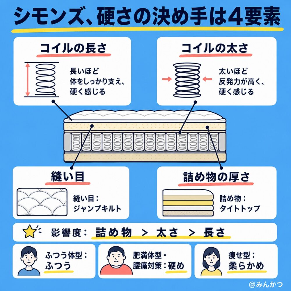 シモンズの種類の違い