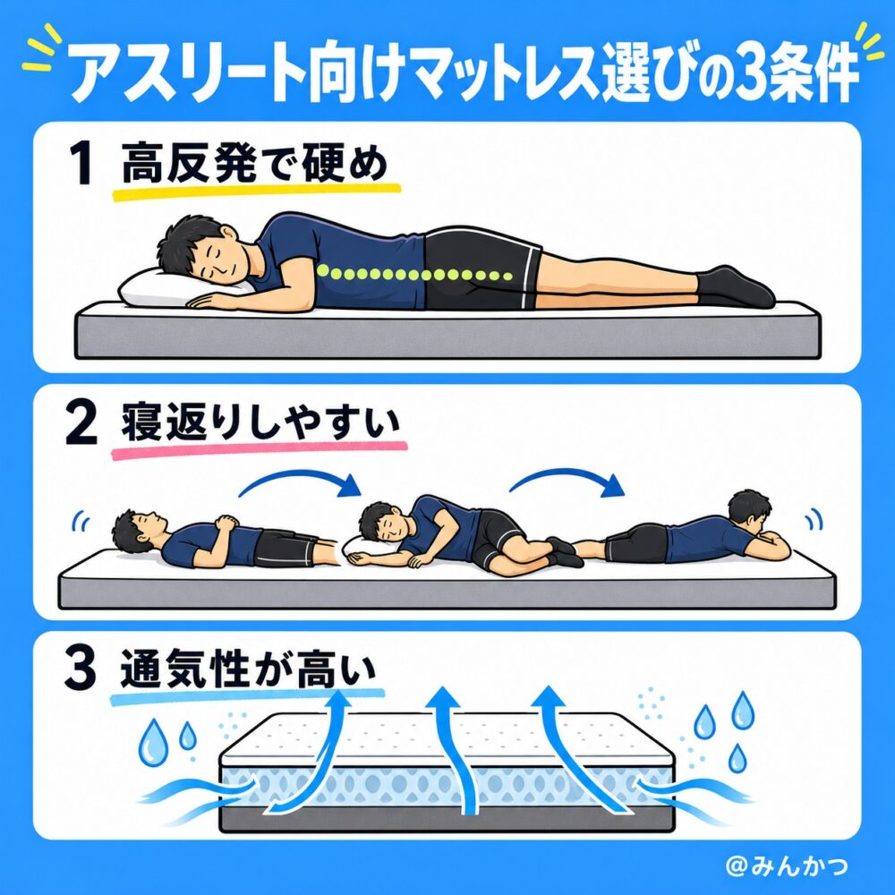 アスリートやプロスポーツ選手のマットレスの選び方