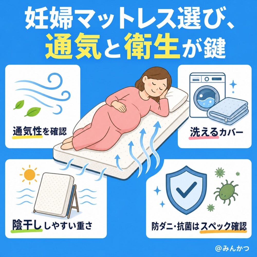 妊婦のマットレスの通気性・衛生面（防ダニ・防カビ）の選び方