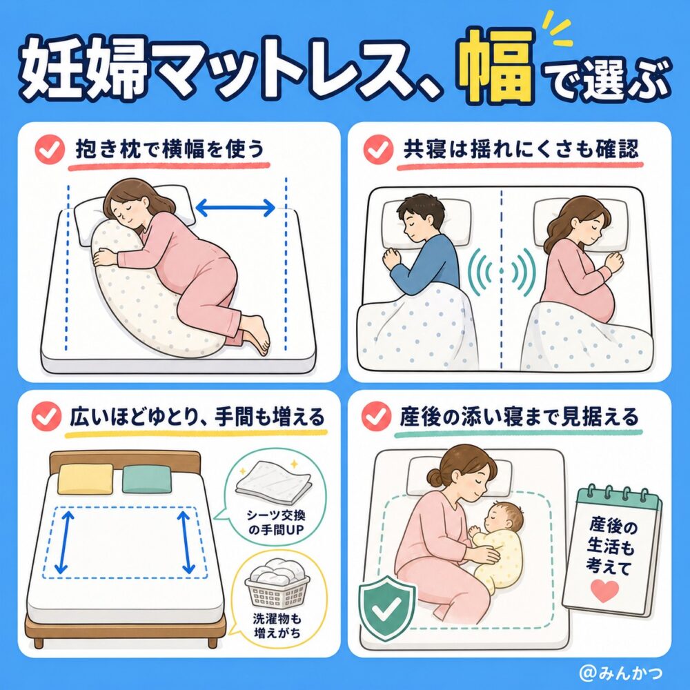 妊婦向けマットレスのサイズ・寝具幅の選び方
