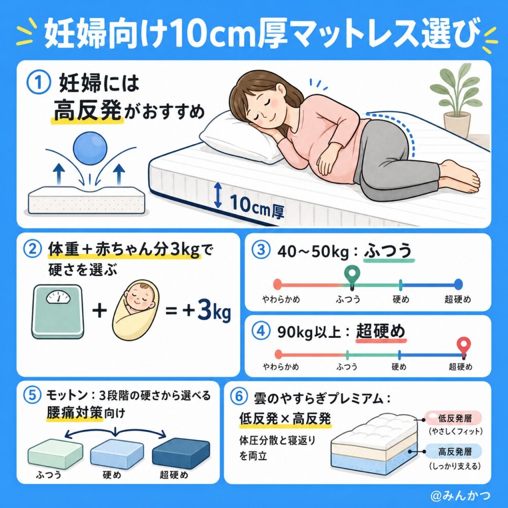 妊婦の厚さ10cm以上のマットレスの選び方