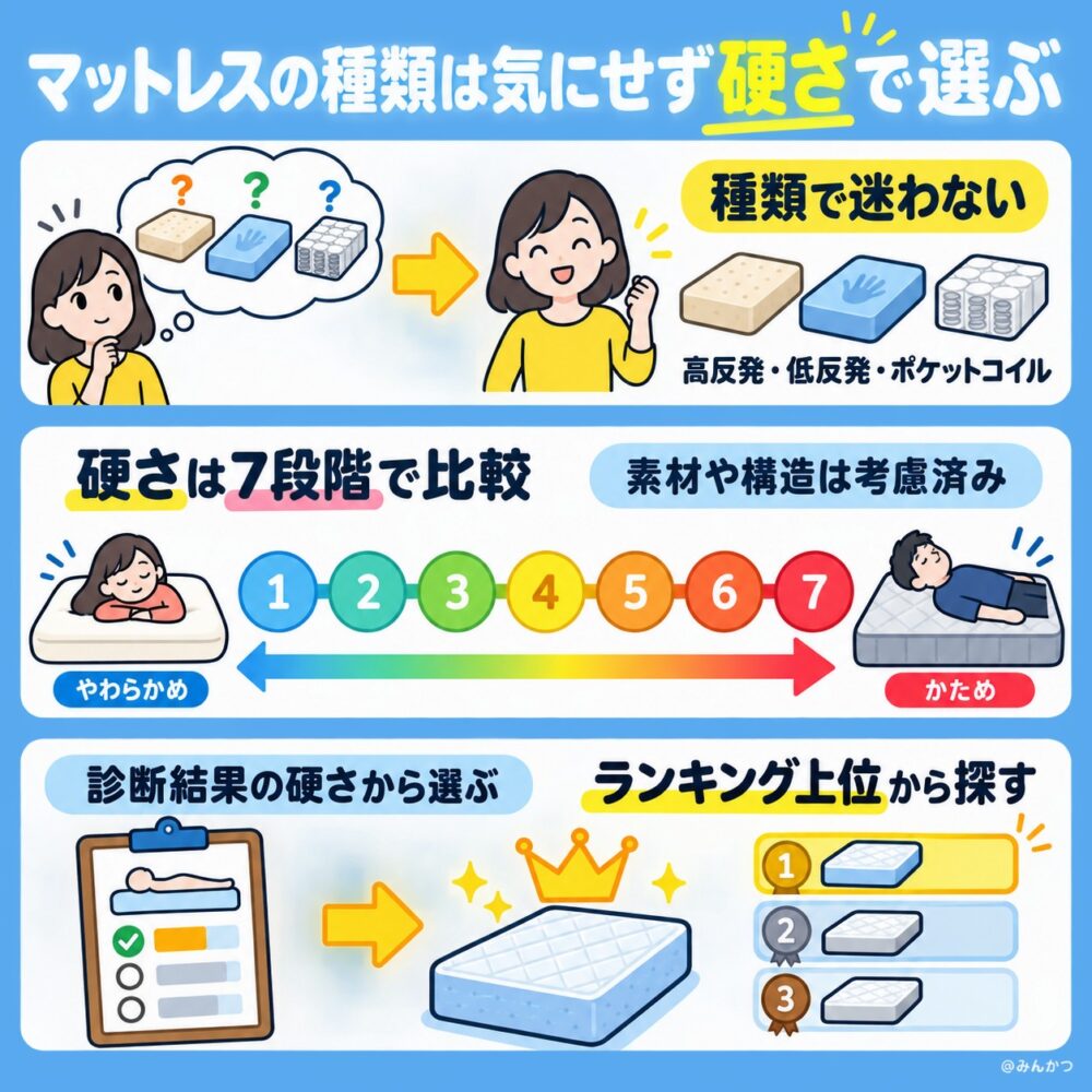 種類の選び方:低反発?高反発?