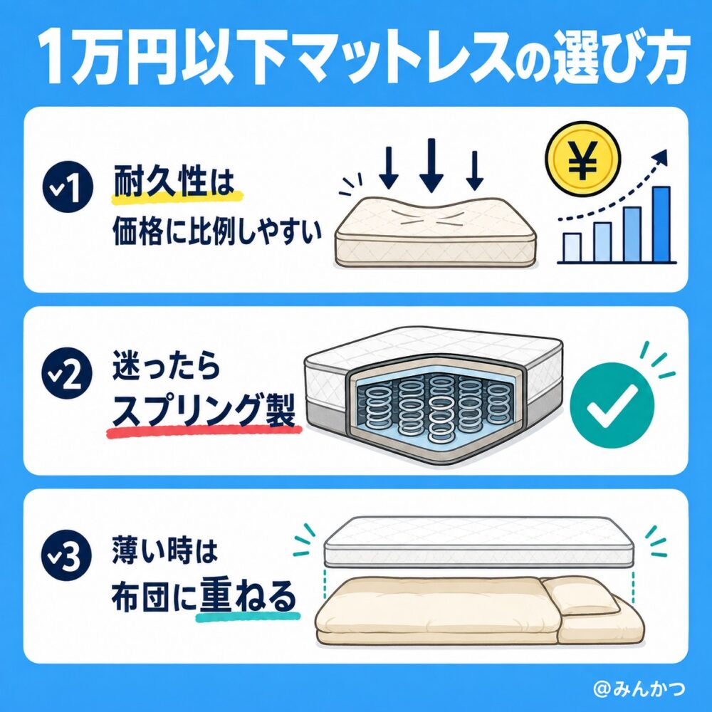 1万円以下のマットレスの選び方