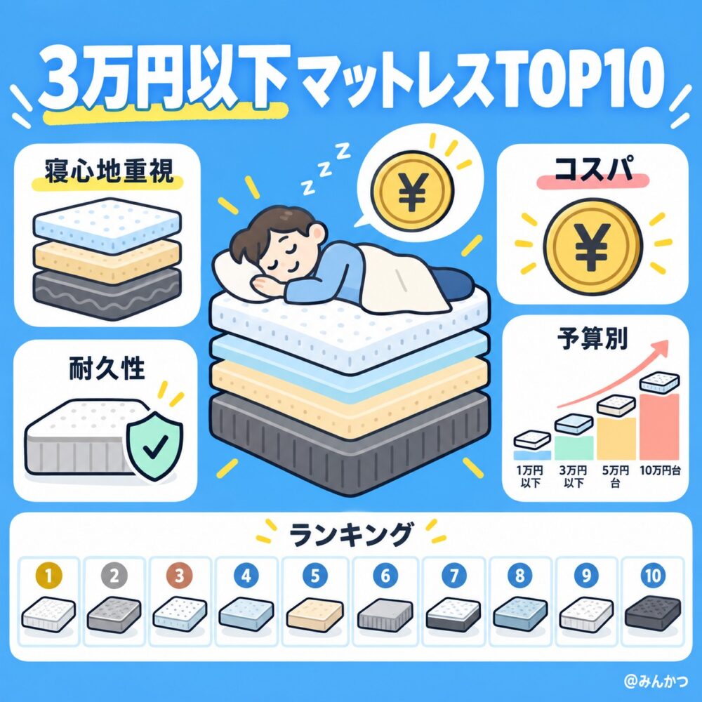 3万円以下のおすすめマットレスランキングTOP10