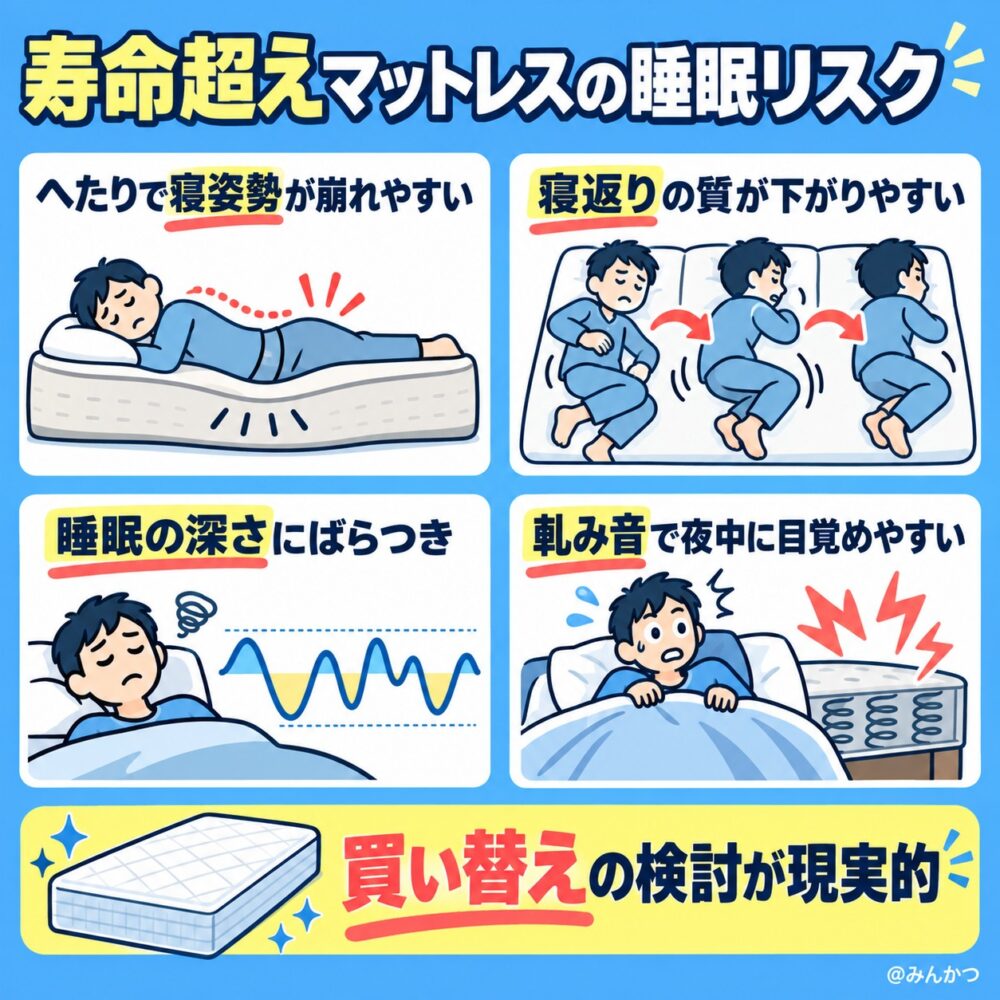 寿命が過ぎたマットレスを使い続けるリスク