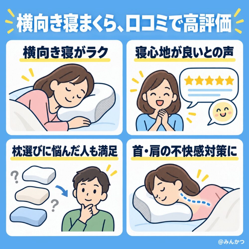 横向き寝がラクなまくらの良い評判・口コミ