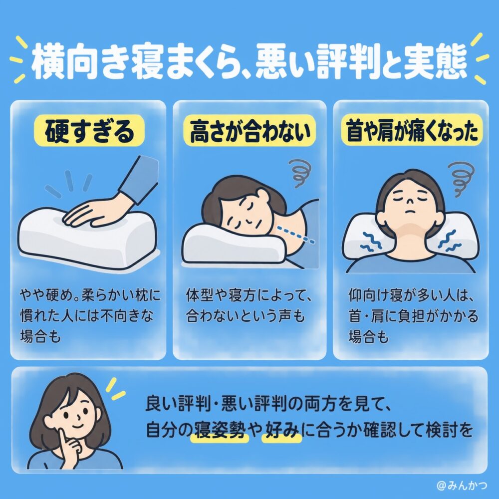 横向き寝がラクなまくらの悪い評判・口コミ