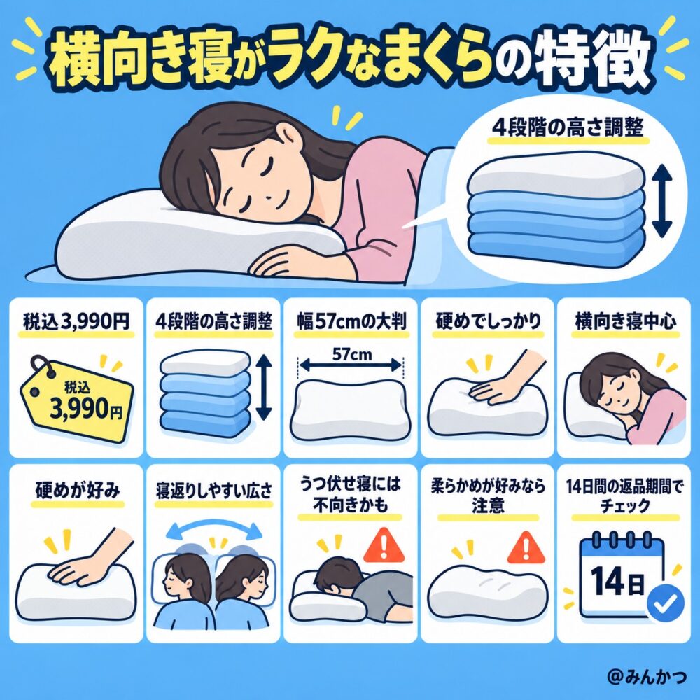 まとめ：横向き寝がラクなまくらはこんな人におすすめ