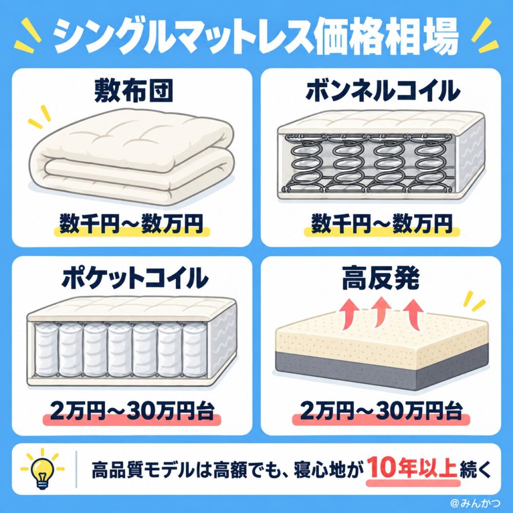 シングルサイズの値段相場