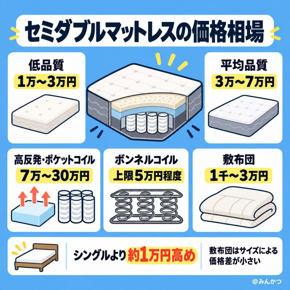 セミダブルサイズの値段相場