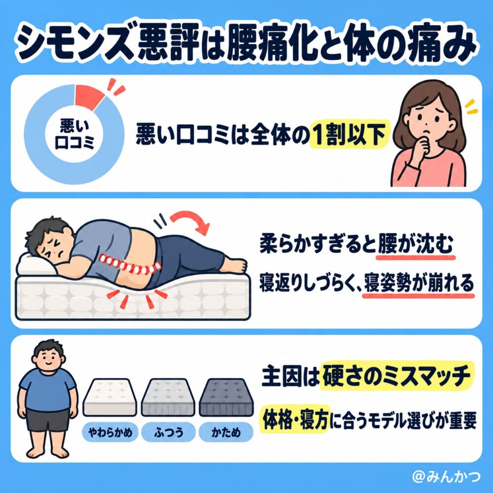 シモンズベッドの悪い口コミ評判